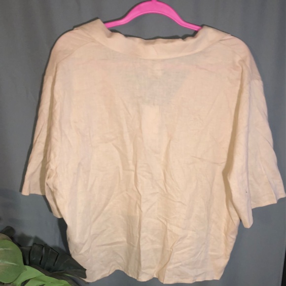 Shade & Shore Beachy Boho oversized collared camel button up - Picture 2 of 6